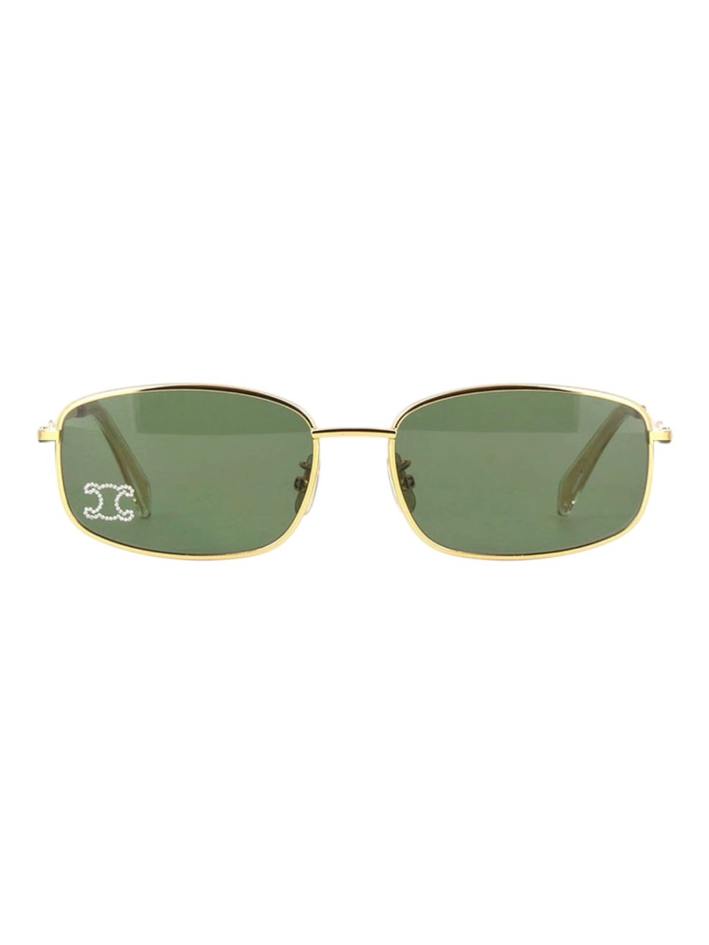 CELINE CL40285U RHINESTONE TRIOMPHE 30N Rectangle Sunglasses - Gold/Green